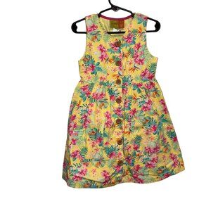 Penelope Mack Girls Hawaiian Floral Print Sundress Size 4T Yellow Pink Green